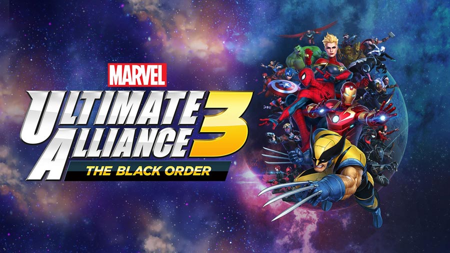 تصویر رسمی بازی LEGO Marvel Super Heroes 2 با شخصیتهای لگویی مارول مانند اسپایدرمن ۲۰۹۹، هالک، گروت، راکت، کاپیتان آمریکا و زن عنکبوتی در محیطی فانتزی و علمیتخیلی.